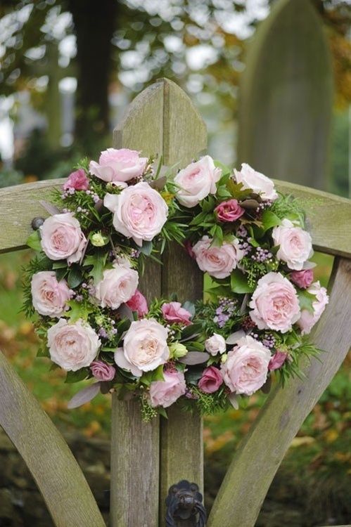 Pale peach rose wreath