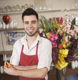 Employee at the Flower Shop Working