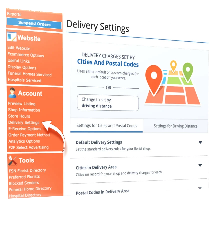 New F2F Delivery Settings Page